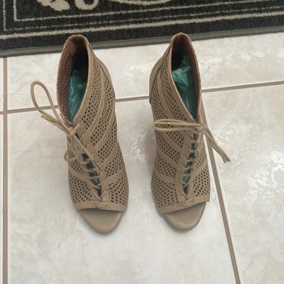 Joie Laser Cut Suede and snake skin Trimmed booties. - Picture 4 of 16